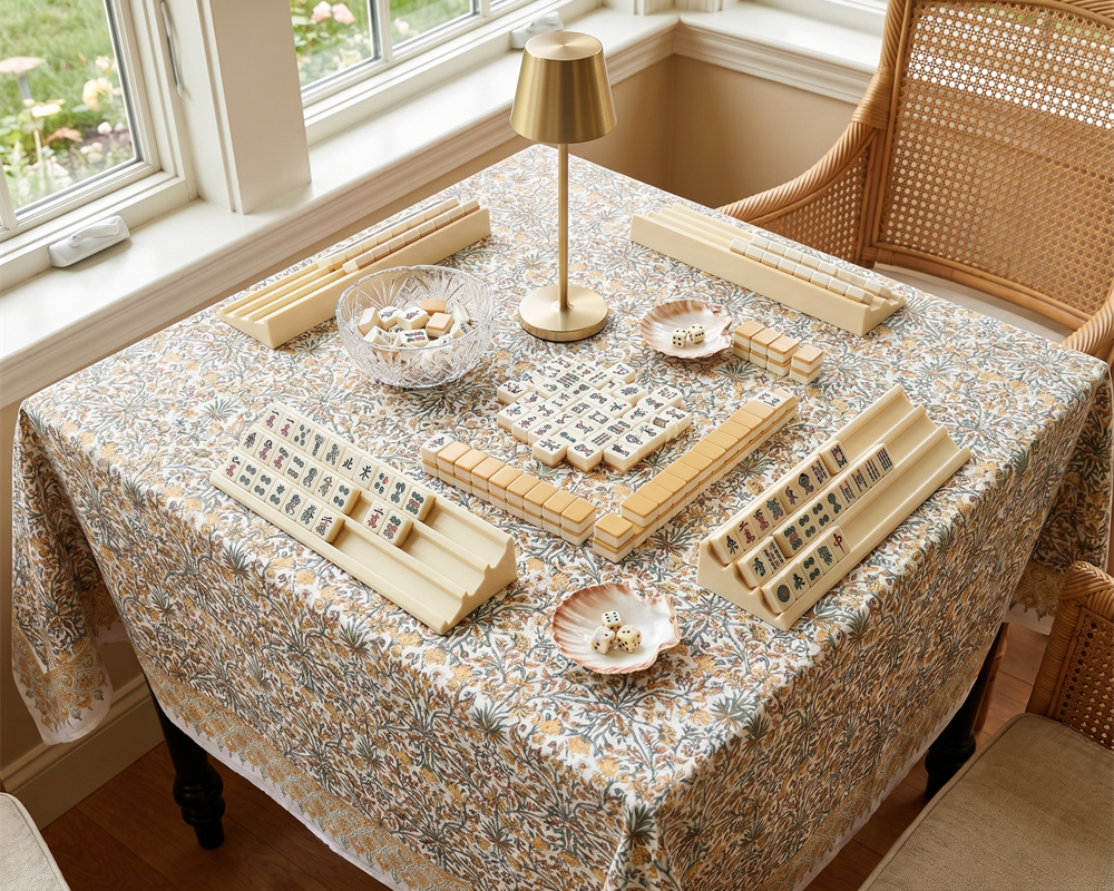 Goldenrod Yellow tablecloth set for mahjong night
